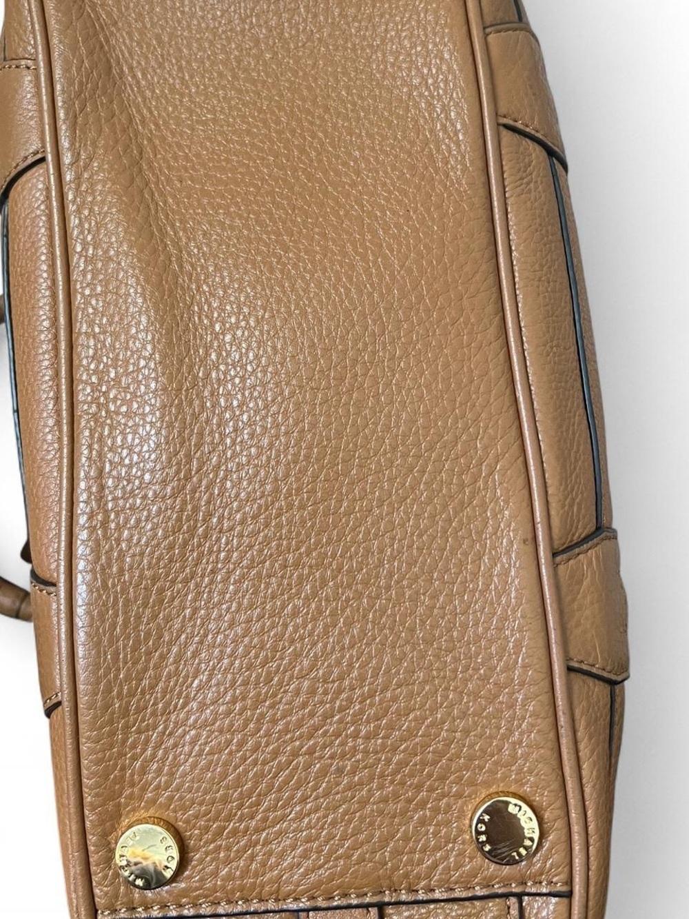 Michael Kors Julia Brown Pebbled Leather Satchel Crossbody Bowler Bag - Picture 7 of 15